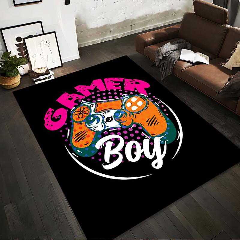 

Colorful Gamer Boy Carpet with Game Controller Design on Black Background Suitable for use as an anti-slip for living room bedroom sofas 40x60cm( 15x23in )