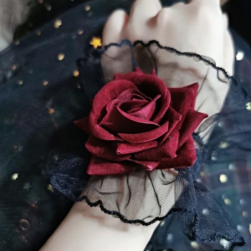 1 Pair Lace Sleeves False Sleeve  Horn Cuffs Cuff Stretch Bracelet Lolita Wrist Cuffs