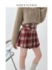 Wool Plaid High Waist Pleated Mini Skirt - Plus Size, Retro Korean Style, Women's Winter Fashion