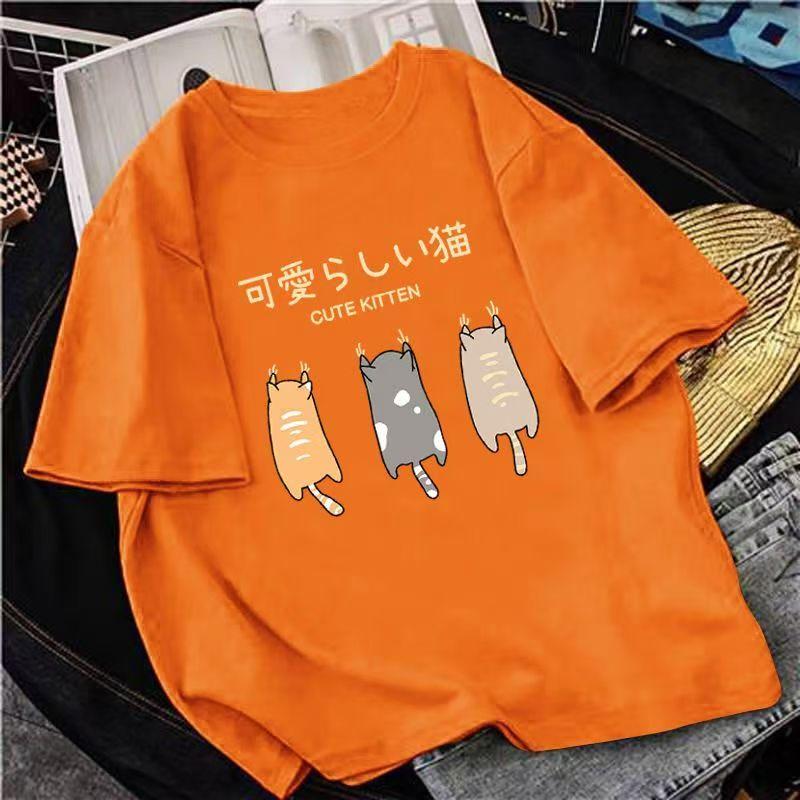 Cotton New Short-sleeved T-shirt Loose Large Size Women's Tops Summer Korean Version of The T-shirt Women