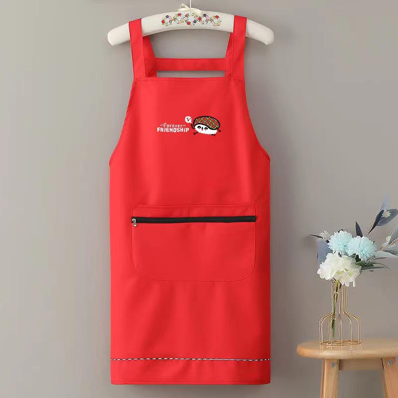 Oilproof Unisex Style Waterproof Korean Sleeveless Apron With Zipper Pocket