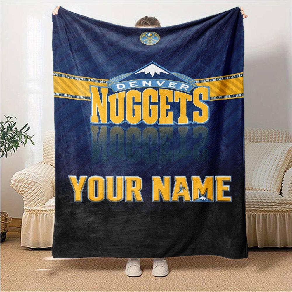 Name Custom Denver Nuggets Print Flannel Blanket High Quality Warm Comfortable Cover for All Seasons Perfect for Gifts Home Decor