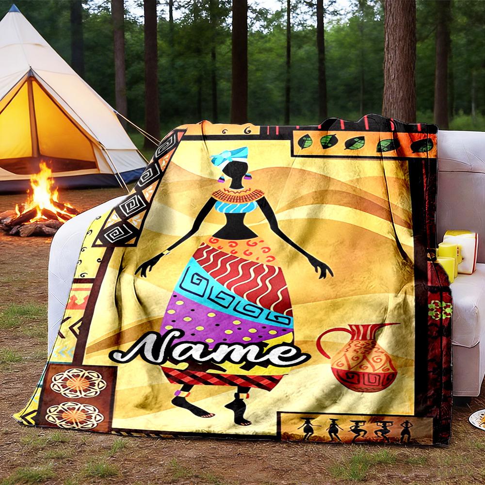 Ethnic Art Customize Your Name Outdoor Blanket Comfortable Soft Lightweight Allseason Multipurpose Blanket For Travel Camping Picnics Sofa Office Bed