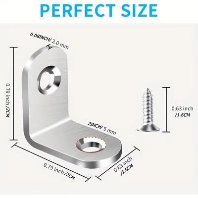 40pcs Stainless Steel L Brackets - Small Right Angle Corner Brace for Shelves, Wood Furniture, Chair