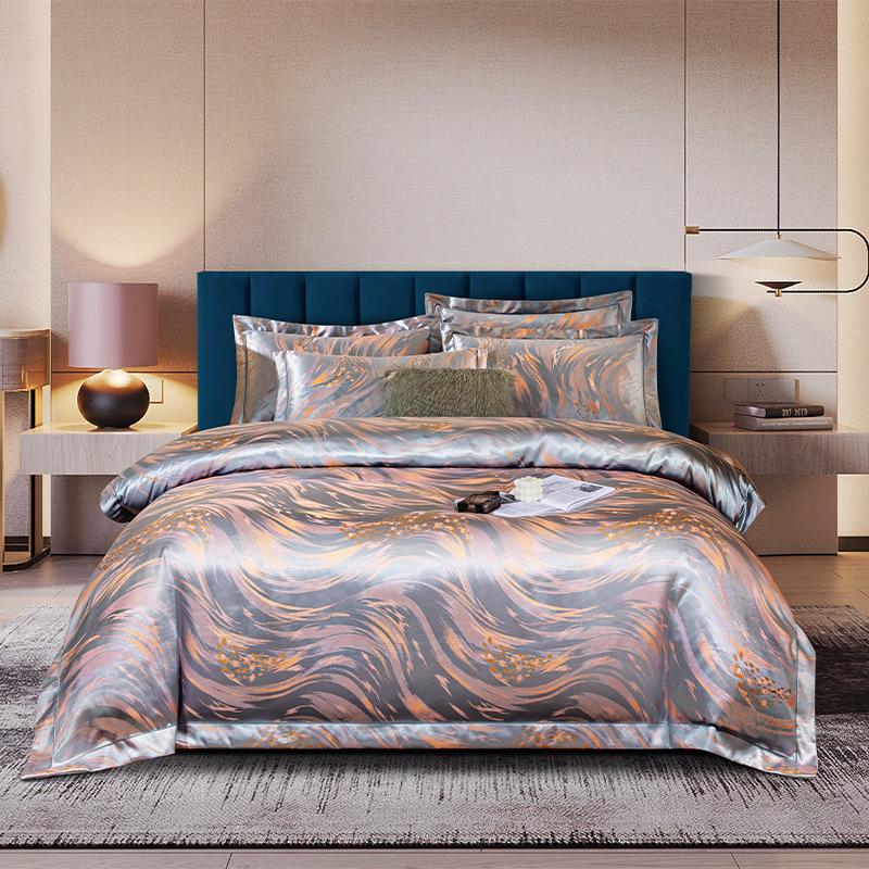 European Cotton Sateen Jacquard 4-Piece Skin-Friendly Bedding Set