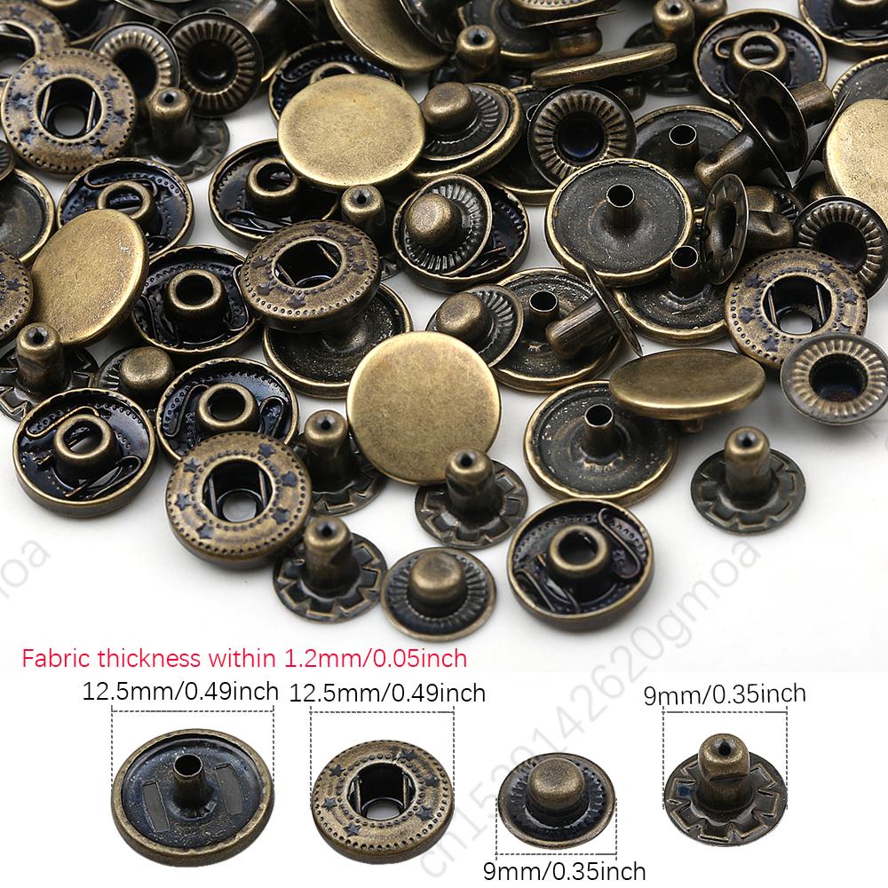20Sets/Pack 10-15Mm Metal Snap Buttons Sewing Accessories Botones Snaps Button For Clothing Bags Leather Pressure Snap Fasteners