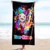 1PC Custom Name Colorful Axolotl Splash Beach Towel Highly Absorbent And Sand-Resistant Towel for Swimming, Pool, Yoga, And Travel Lightweight