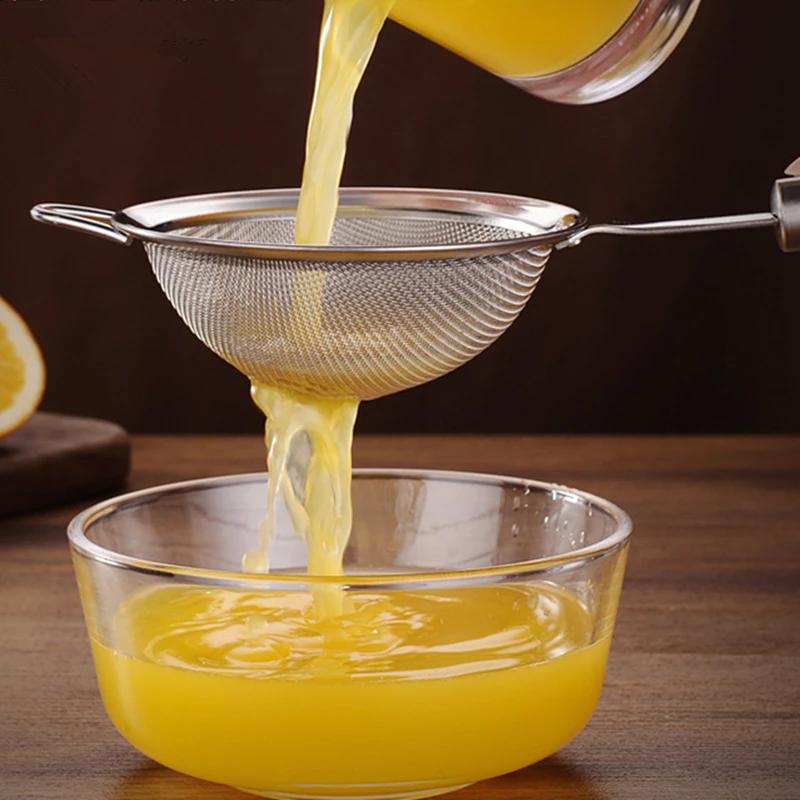 304 Stainless Steel Strainer Colander Ultra-Fine Bean Berry Juice Flour Filter Sieve Frying Oil Filter Spoon Kitchen Utensils