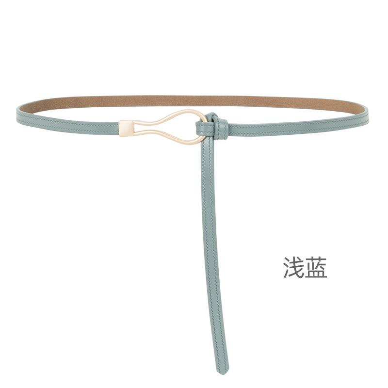 Four Seasons Available New Women'S Leather Thin Belt With No Hole Design Decorative Belt Waist Seal Dress Versatile Two Layer Leather Belt