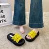 Woven Thick-bottomed Cool Slippers for Women's Outer Wear 2025 New Summer Height-increasing Fashion Slippers One-word High-end Sandals