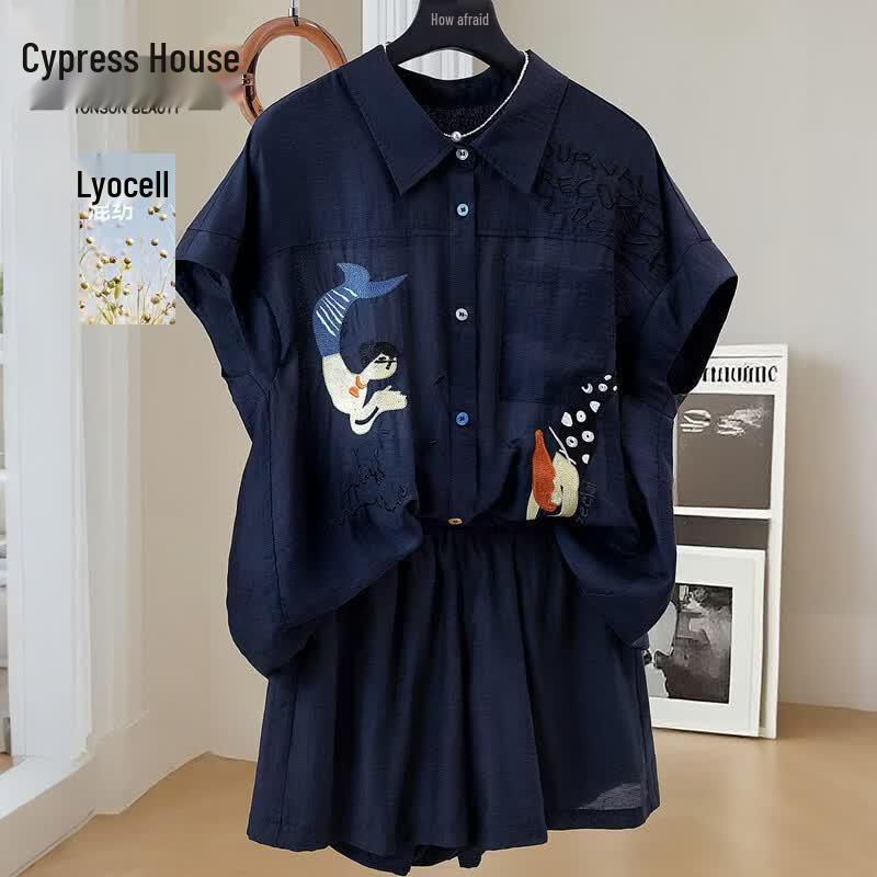 Women s Tencel Linen Two-Piece Short Set M