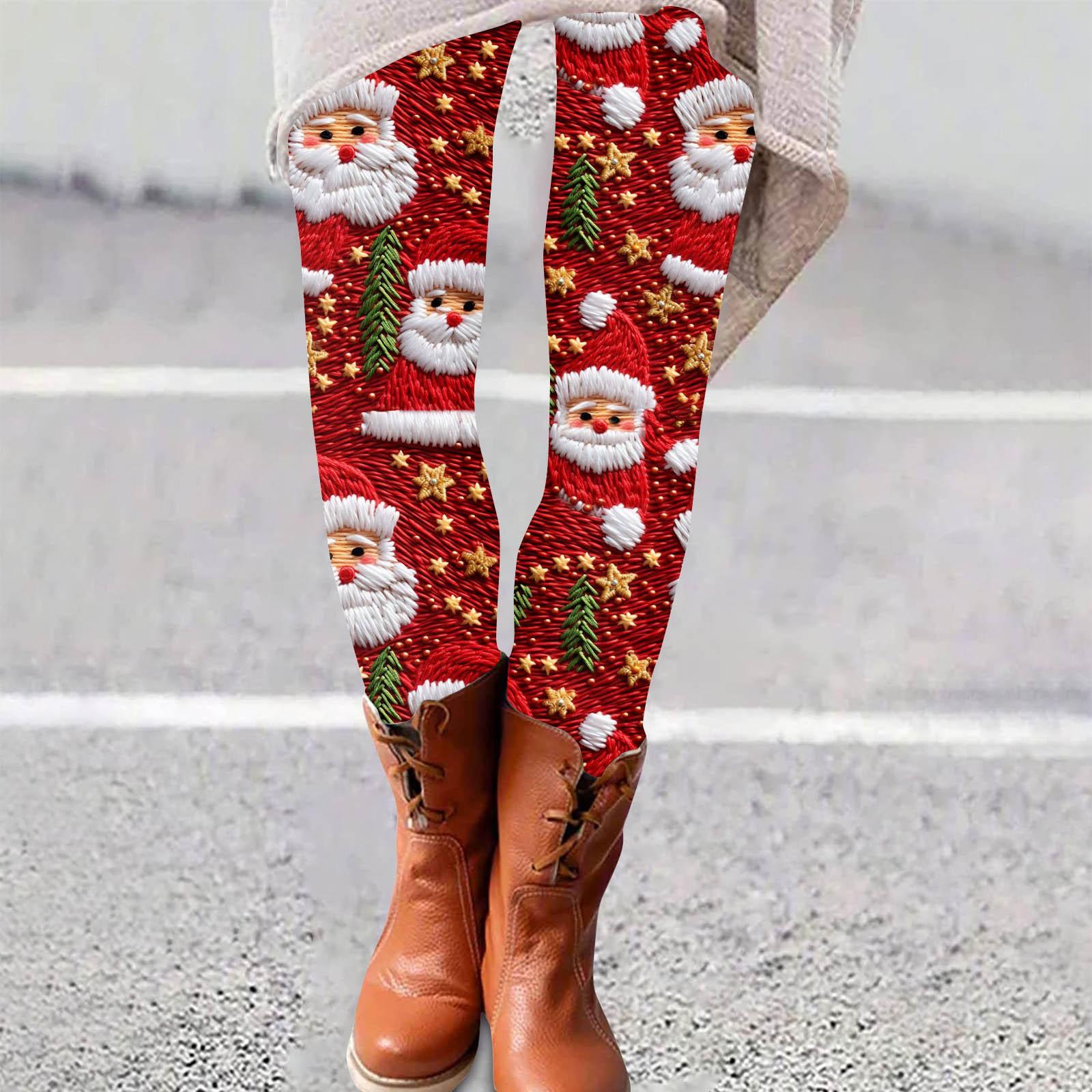 

Женские брюки с рождественским принтом, эластичные, мягкие, повседневные, домашние, спальные брюки XL красный