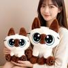 Große Augen Siamkatze Plüschtier Stofftier Liegend Sitzend Kawaii Cartoon Tier Braunes Kätzchen Puppe Begleiter Plüschtier Geschenk