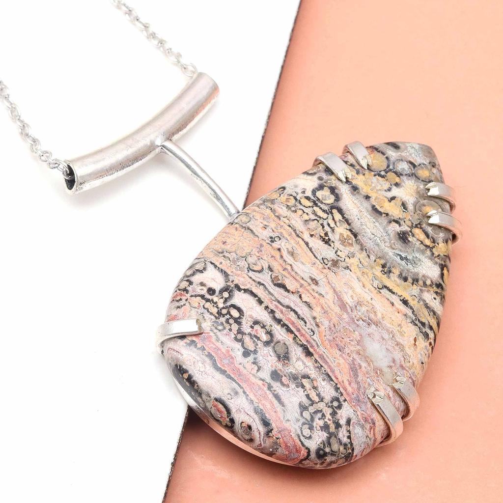 Skin Leopard Jasper Gemstone Mother's Day Jewelry Necklace 20 in