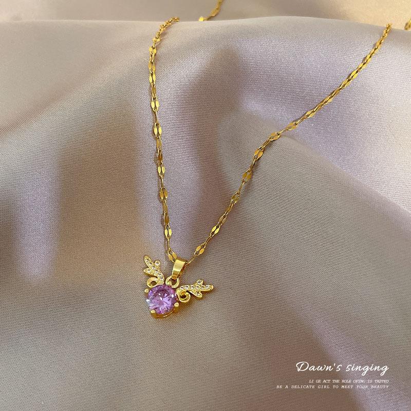 Yilu Has Your Zircon Light Luxury Temperament Gorgeous Full Diamond Necklace Female Versatile Collarbone Chain Titanium Steel Chain