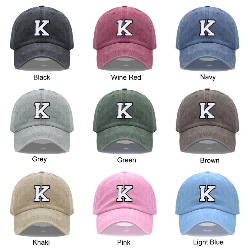 Initial Letter A-Z Embroidery Baseball Cap For Men Womne High Quality Washed Cotton Dad Hats Team Sport Visors Snapback Caps