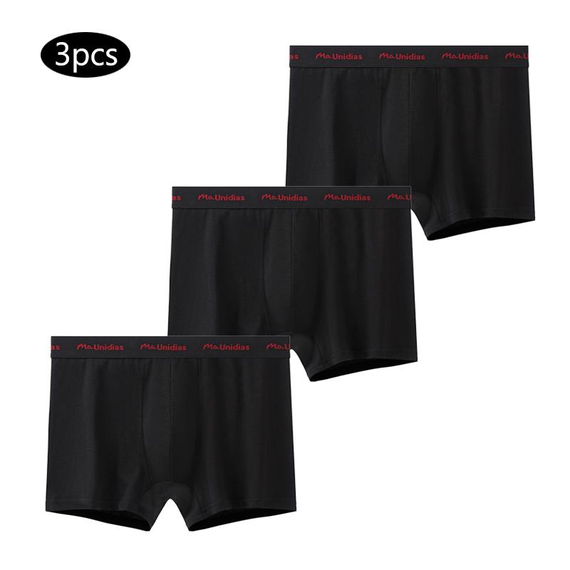 3 Stück/Packung Einfarbige Herren-Boxershorts Baumwolle Buchstabe Elastisches Band Herren-Slips