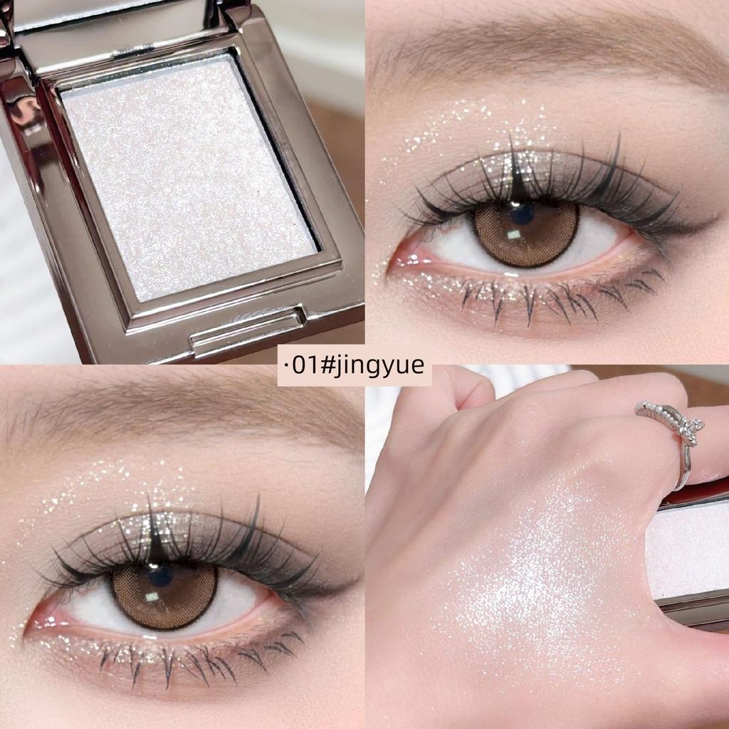Single Color Eye Shadow Plate Shiny Crystal Glitter Eye Makeup Brightening Female Pearlescent Thin and Glittering Earth Color Flashing Smoky Makeup