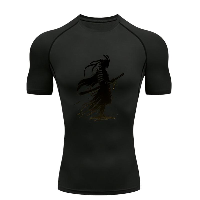 A Samurai Silhouette  Men's Sports T-shirt Training Fitness Compression Workout T-Shirt