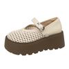 Hollow Woven Through Net Loafers Women's 2025 Spring and Summer New Mary Jane One-word Buckle with Shallow Mouth Thick Sole Women's Single