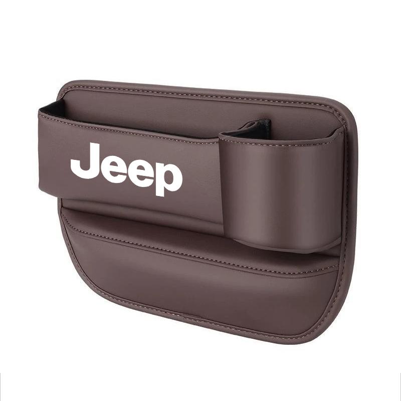 Car Leather Seat Gap Organizer With Cup Storage Box For Jeep Grand Cherokee Wrangler JK Gladiator Compass Renegade Patriot Liber