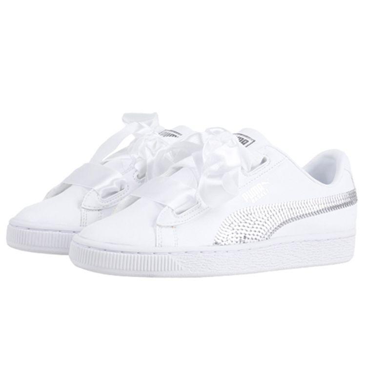 Puma Basket Low Top Kids Skate Shoes Kids Sneakers White 366847-02