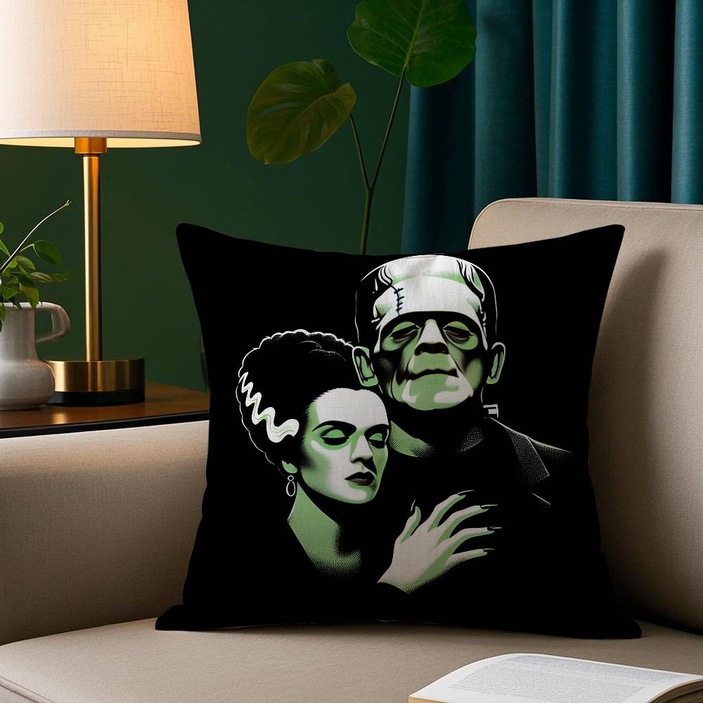 

Bride of F-Frankenstein Pillow Case Short Plush Print Cushion Cover Square Throw Pillow Covers Sofa Home Decor 12x12Inch