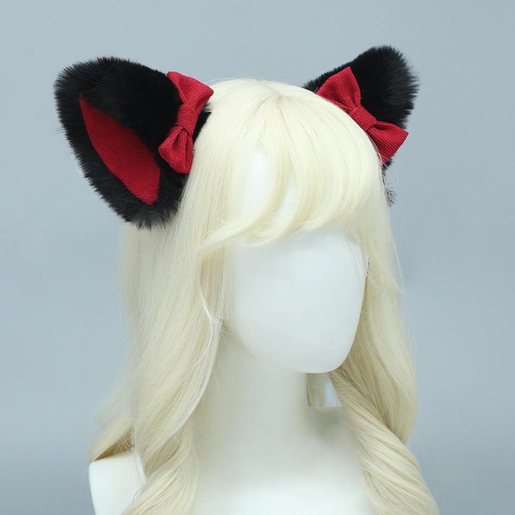 Kitten Hair Clip Cosplay Headwear Party Sexy Kitten Hair Clip with Bows Animation Hairpin for Live Show Role Play