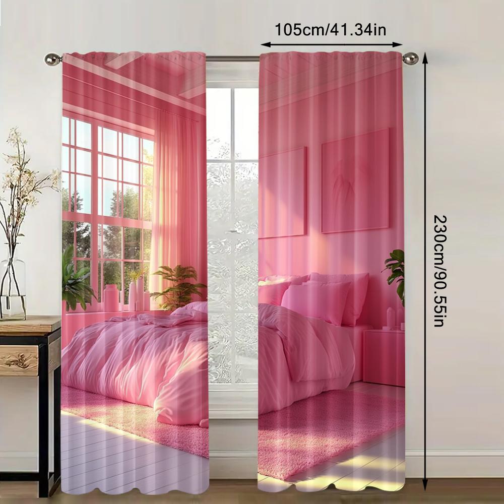 2 st, Fönsterdraperier Hot Pink Mångsidig Polyester, Utan Elektricitet Väggdekor Gäller för Heminredning