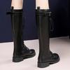 Fashion Retro Black Thick Bottom Long Boots Women 2025 Autumn Pu Leather Knee High Boots Woman Plus Size 43 Side Zipper Platform Shoes