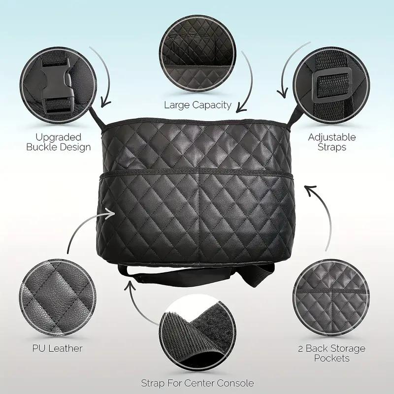 1pc Car-mounted Storage Bag Car Seat Hanging Handbag Holder  Tissue Storage Bag PU Leather Storage Bag Large Capacity Storage Bag
