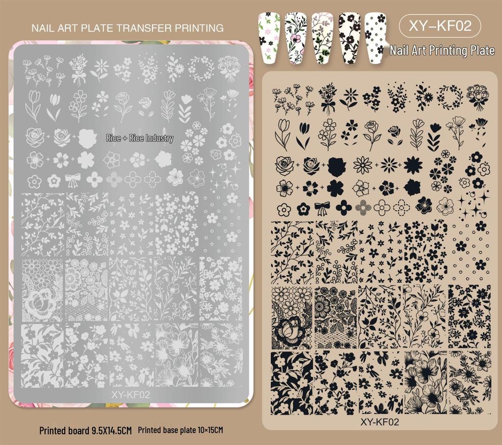 New Style Cross-Border Nail Art Stamping Template: Floral, Lace & Plaid Designs