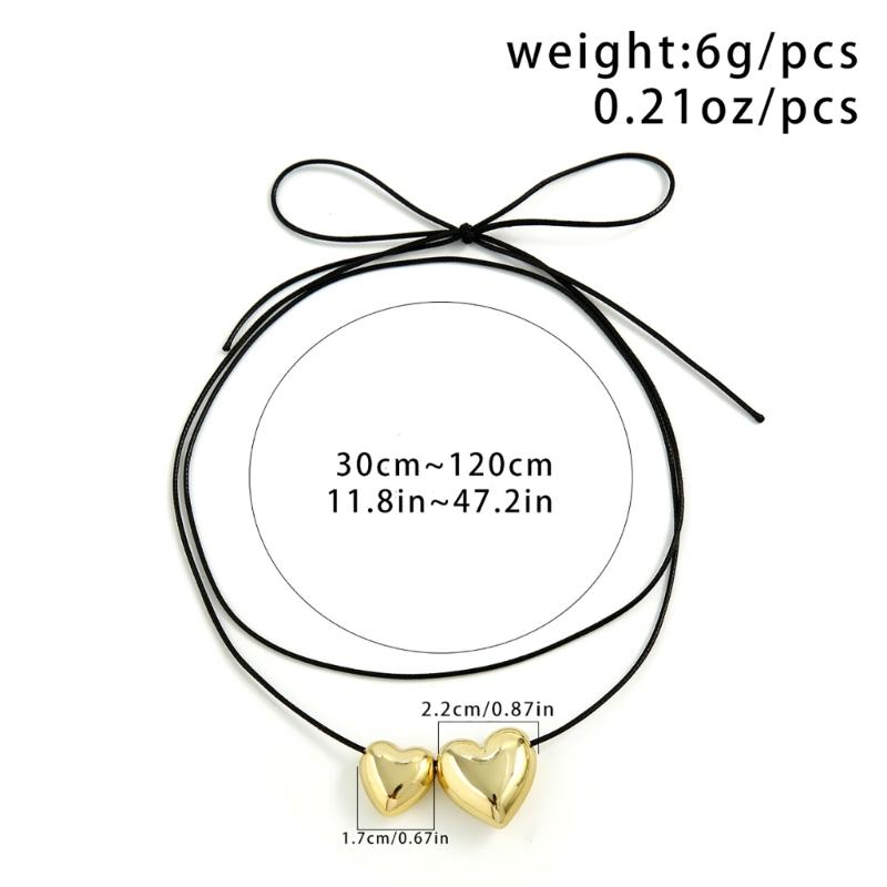 Elegant Heart Pendant Neck Chain Adornment Unique Bowknot and Heart Pendant Necklace Simple Clavicular Chain Accessory