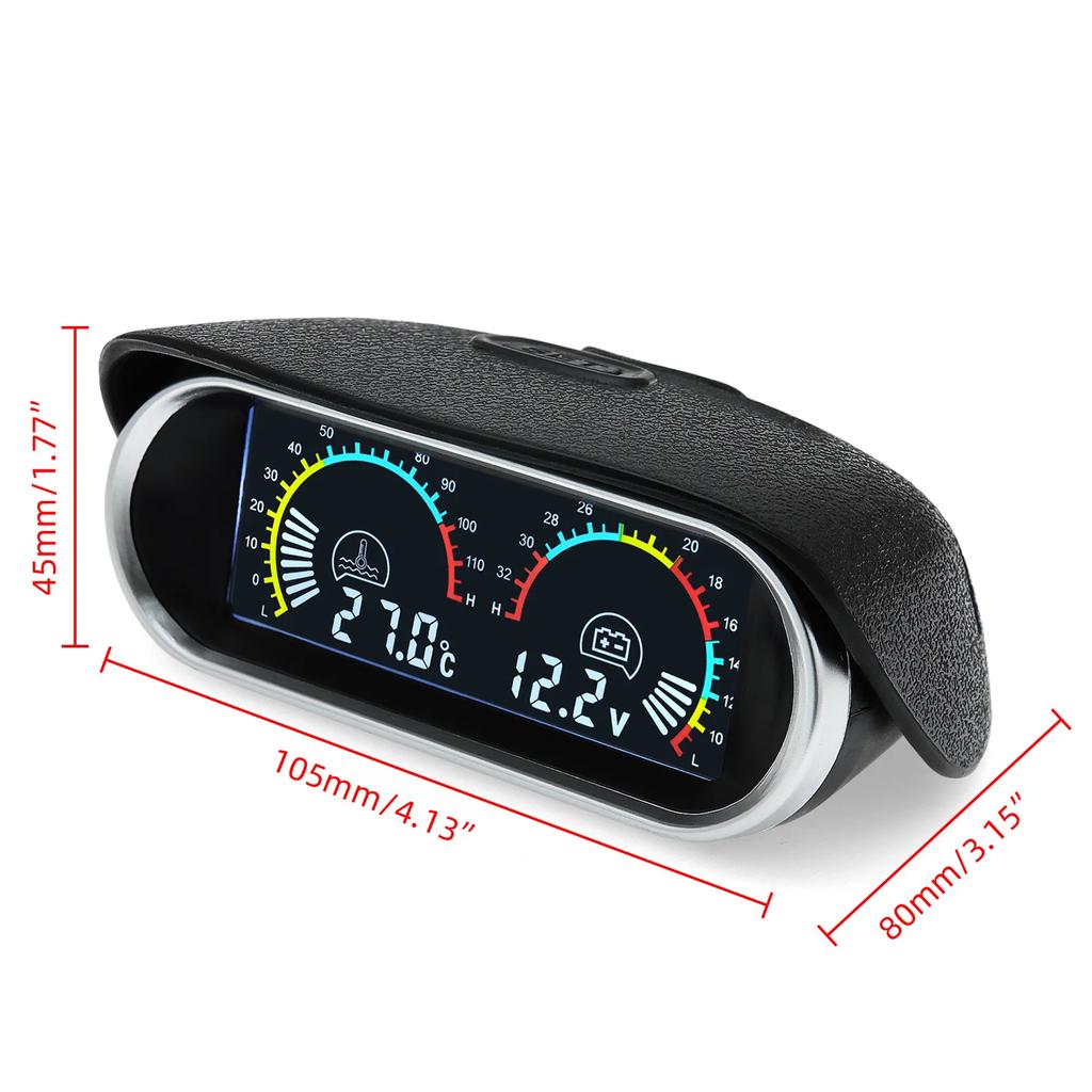 12V 24V  Water Temperature Gauge 2 IN 1 Car Truck LCD Gauge Voltmeter With 1/8 NPT Temp Sensor Water Temp Meter for Auto Cars