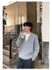 Men's V-Neck Two-Piece Look Hoodie - Textured, Loose Casual Sweater for Spring/Autumn