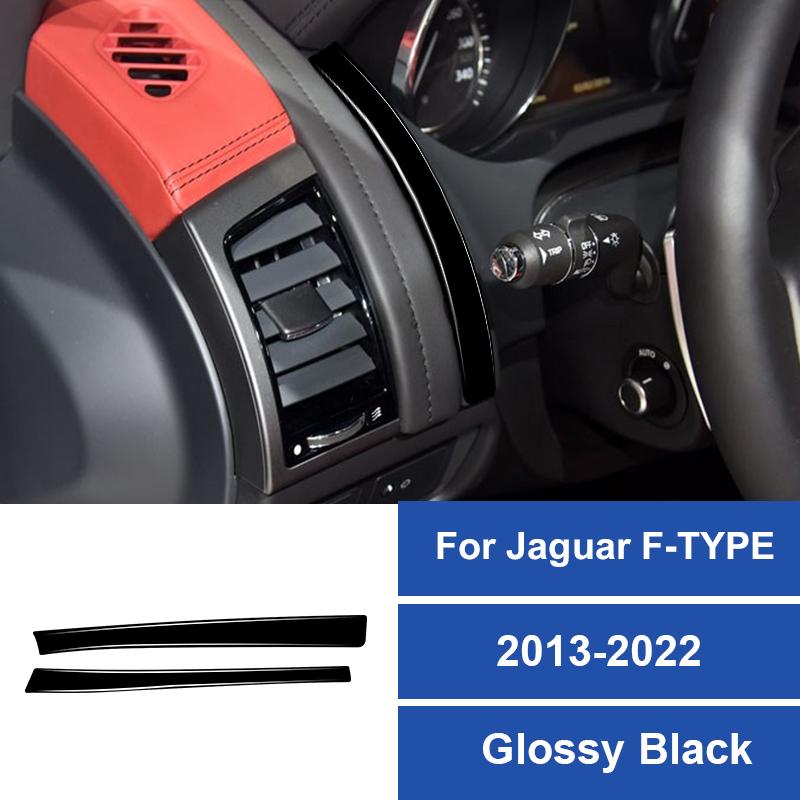 2PCS Real Carbon Fiber Car Dashboard Decoration Strip Stickers For Jaguar F-Type 2013-2022 Car Interior Accessories