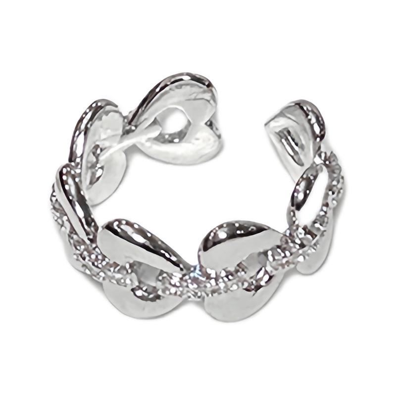 Exquisite Full Diamond Zircon Light Luxury High-End Niche Design Open Ring French Personal Cold Wind Ring