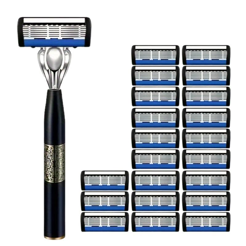 6-Layer Shaver Blade Manual Razor with Replaceable Blades No Skin Damage Blades Shaver Resistant Water Wash Shaver