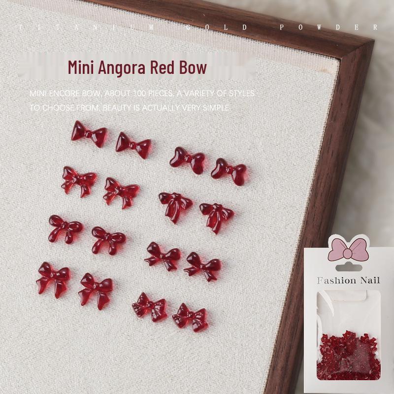 

Ancola 100-Piece Red Bowknot Resin Nail Art Decorations
