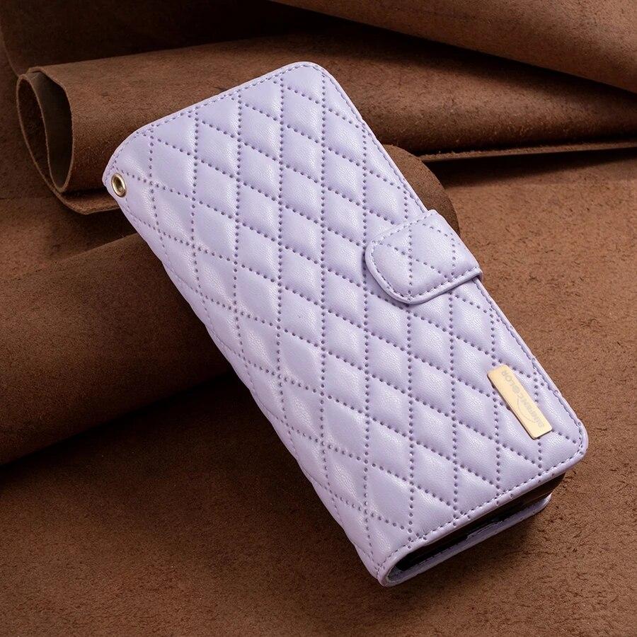 Wallet Small Fragrance Flip Zipper Leather Case For Samsung Galaxy Z Fold5 Z Fold4 Z Fold3 5G Magnetic Flip Cover