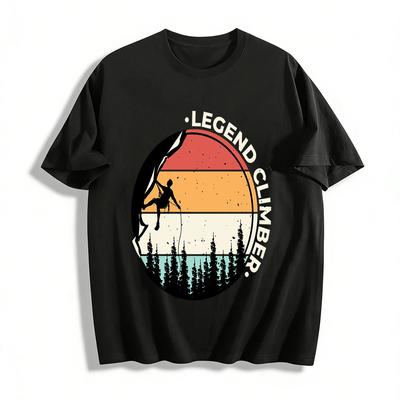 Vintage Print Outdoor Climbing T-Shirt For Mountain Enthusiasts Pure Cotton T-shirt