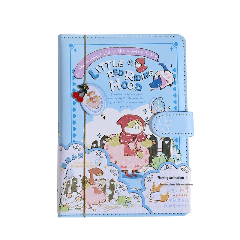 Fuyou B6 PU Magnetic Little Red Riding Hood Journal with Cute Hand-Drawn Illustrations