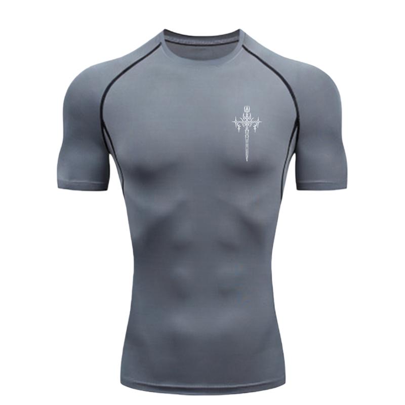 Cross Pattern  Men's Sports T-shirt Training Fitness Compression Quick Dry Short Sleeve T-Shirt for Men
