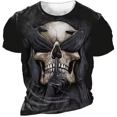 Camiseta de Terror Caveira Masculina Estampa 3D Camisetas de Caveira para Homens Morte Manga Curta Tops Oversized Camiseta Roupas Masculinas 6xl Camiseta