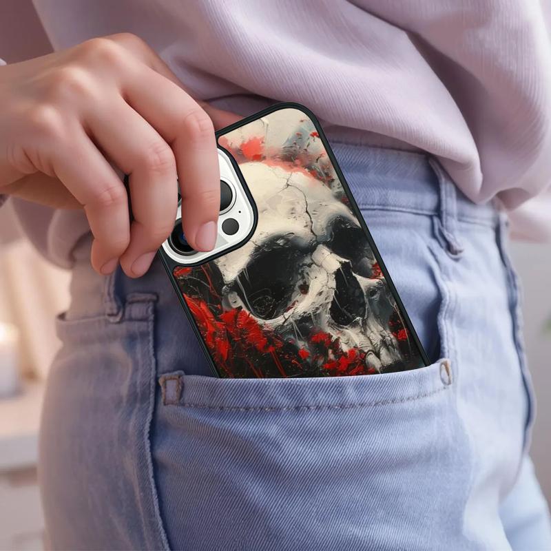 Skull And Roses Abstract Art Phone Case For iPhone 17 Air 15 16e 14 13 Pro Max Coque 12 11 Pro Max PLUS Cover