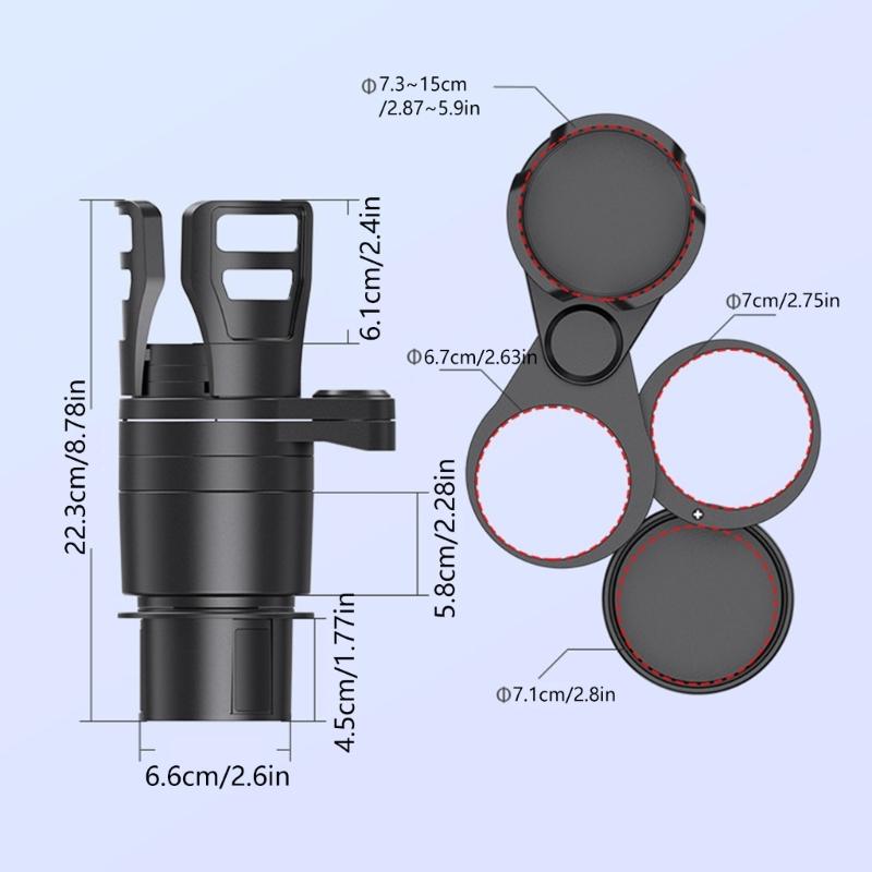 3 in 1 Adjustable Rotatable Car Cup Holder for Beverages Snacks and Small Items Secure Storage Crafted from ABS Plastic Fit Most Vehicles