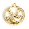 1 Piece Copper Christmas Charms Gold Color Metal Pendants Rhinestone Snowflake Sock Deer Christmas Tree For DIY Jewelry Making