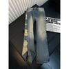 American High Street Ripped Straight Jeans Men's Micro-pull Retro Old Washed Loose Ruffian Handsome Fried Street Trendy Trousers