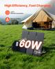 60W Foldable Solar Panel Charger, 16BB N-Type Monocrystalline Solar Panel 24% Efficiency, Lightweight Portable with MC4 Output, Type-C, USB-A & DC