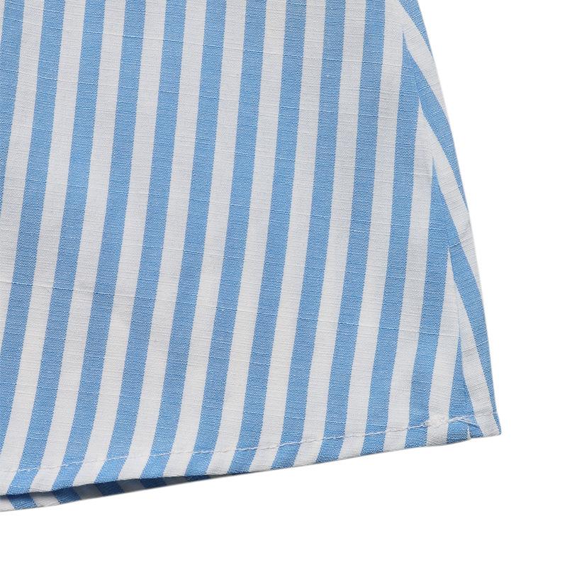 VEZFAA Women's Fashion Summer Spring Stripe Print Sleeveless V-Neck High Waist Casual Dresses